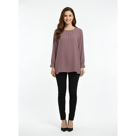 Victoria Blouse Casual Outfit Wanita Elegant Office & Casual Wear (Mauve Purple)