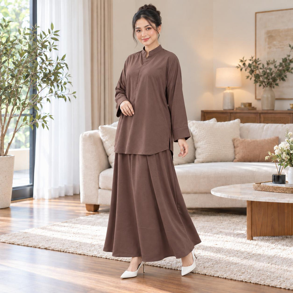 ALESA Set Skirt Baggy - Sutera Vietnam Mango - Loss Cutting Plus Size - Casual Wear Fashion Wanita