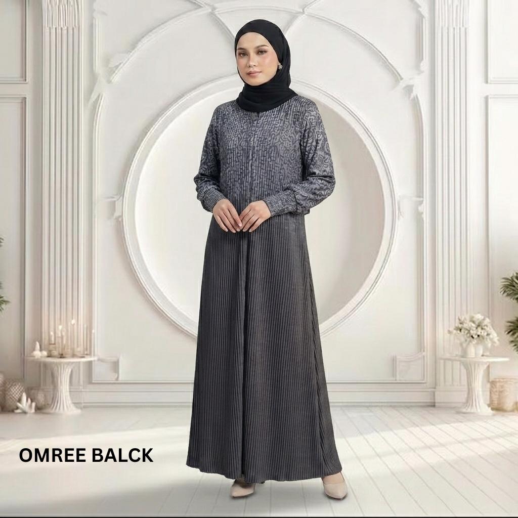 PARISA Jubah Satin Jackquard Pleated Plus Size New Arrival Fashion Wanita Muslimah