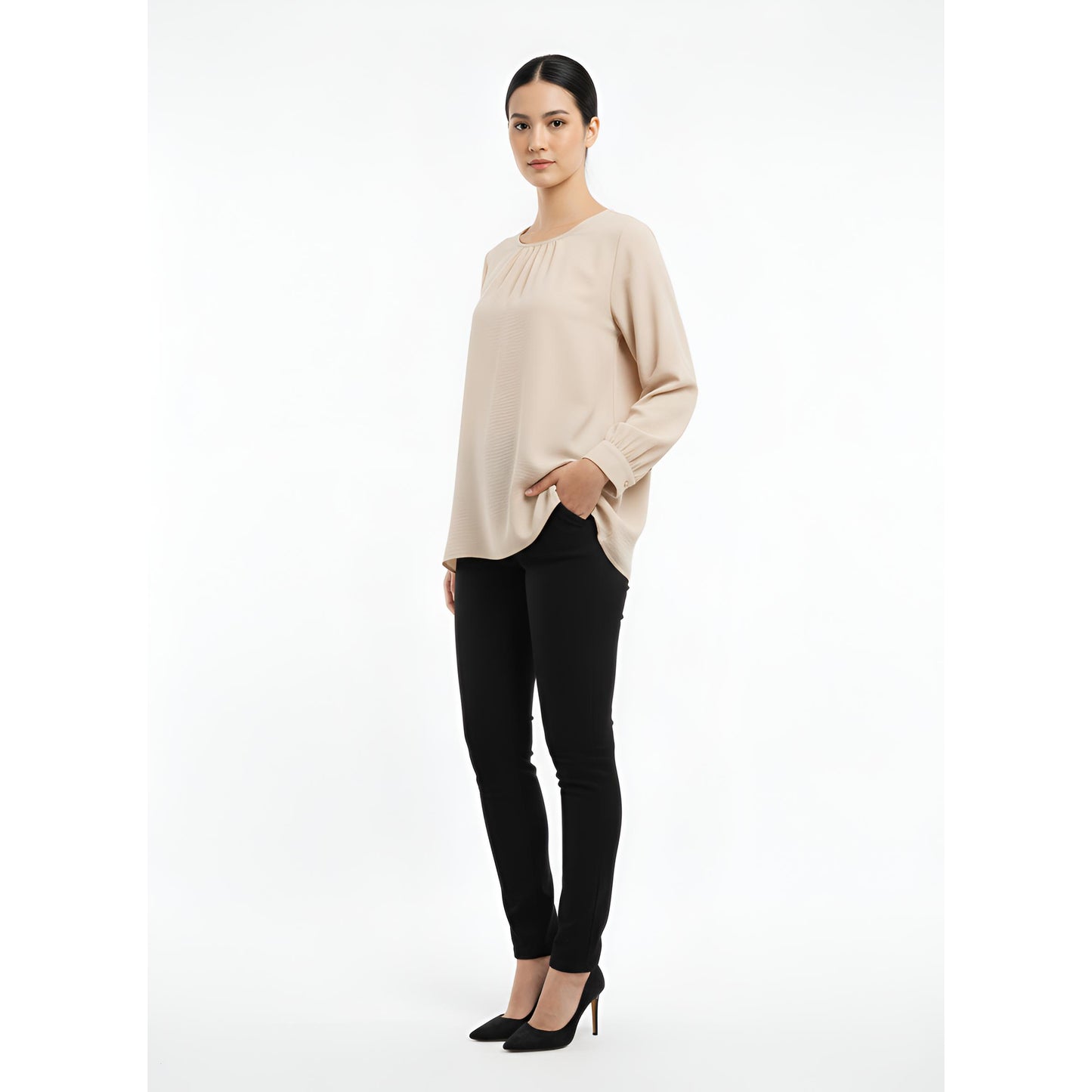Victoria Blouse Casual Outfit Wanita Elegant Office & Casual Wear (Mocha)