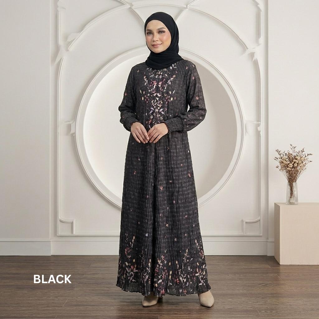 SORAYA Jubah Satin Jackquard Pleated Plus Size New Arrival Fashion Wanita Muslimah