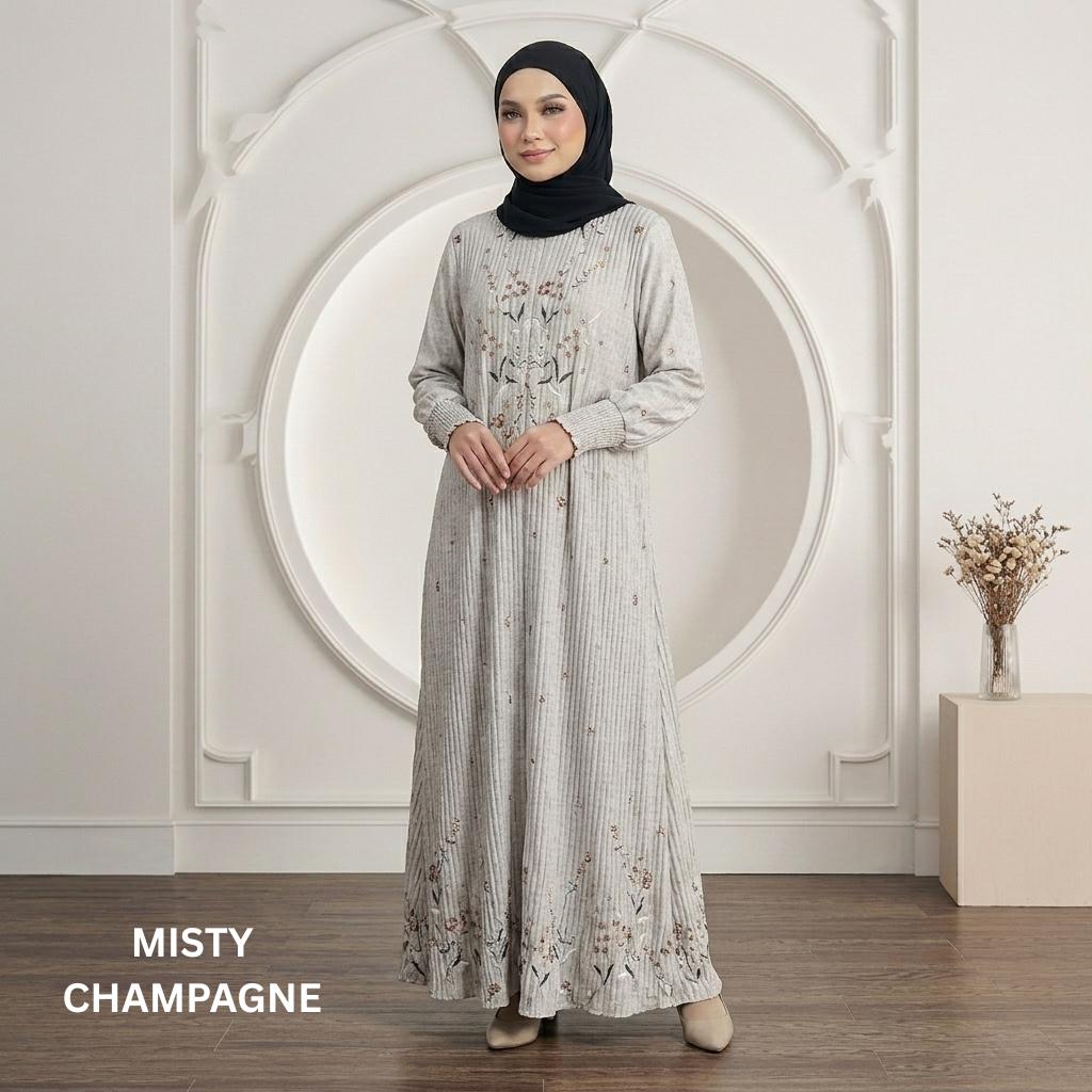SORAYA Jubah Satin Jackquard Pleated Plus Size New Arrival Fashion Wanita Muslimah