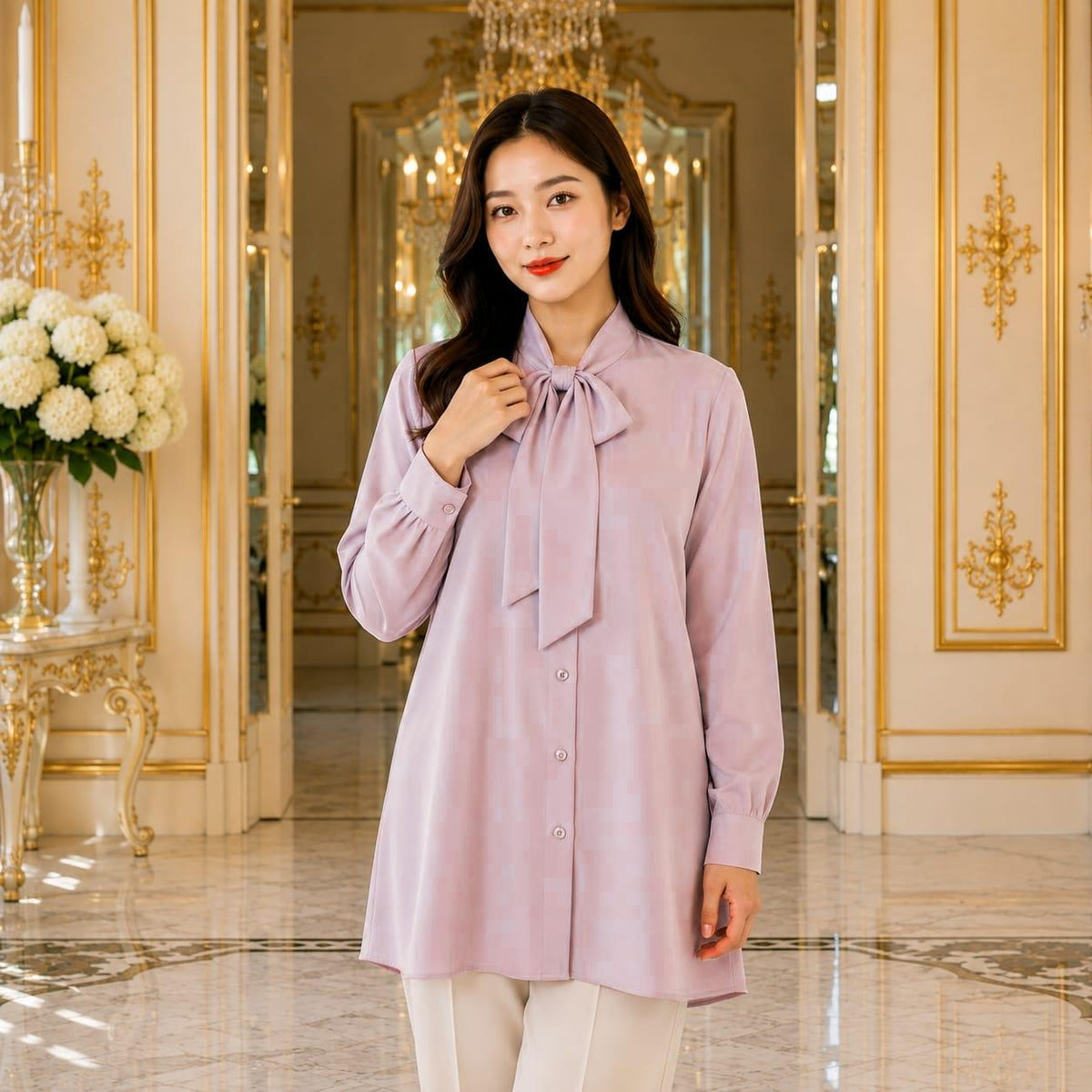 ADRIANA Blouse Mango Silk - Women Office Blouse - Long Sleeve Women Blouse - Premium Work Blouse