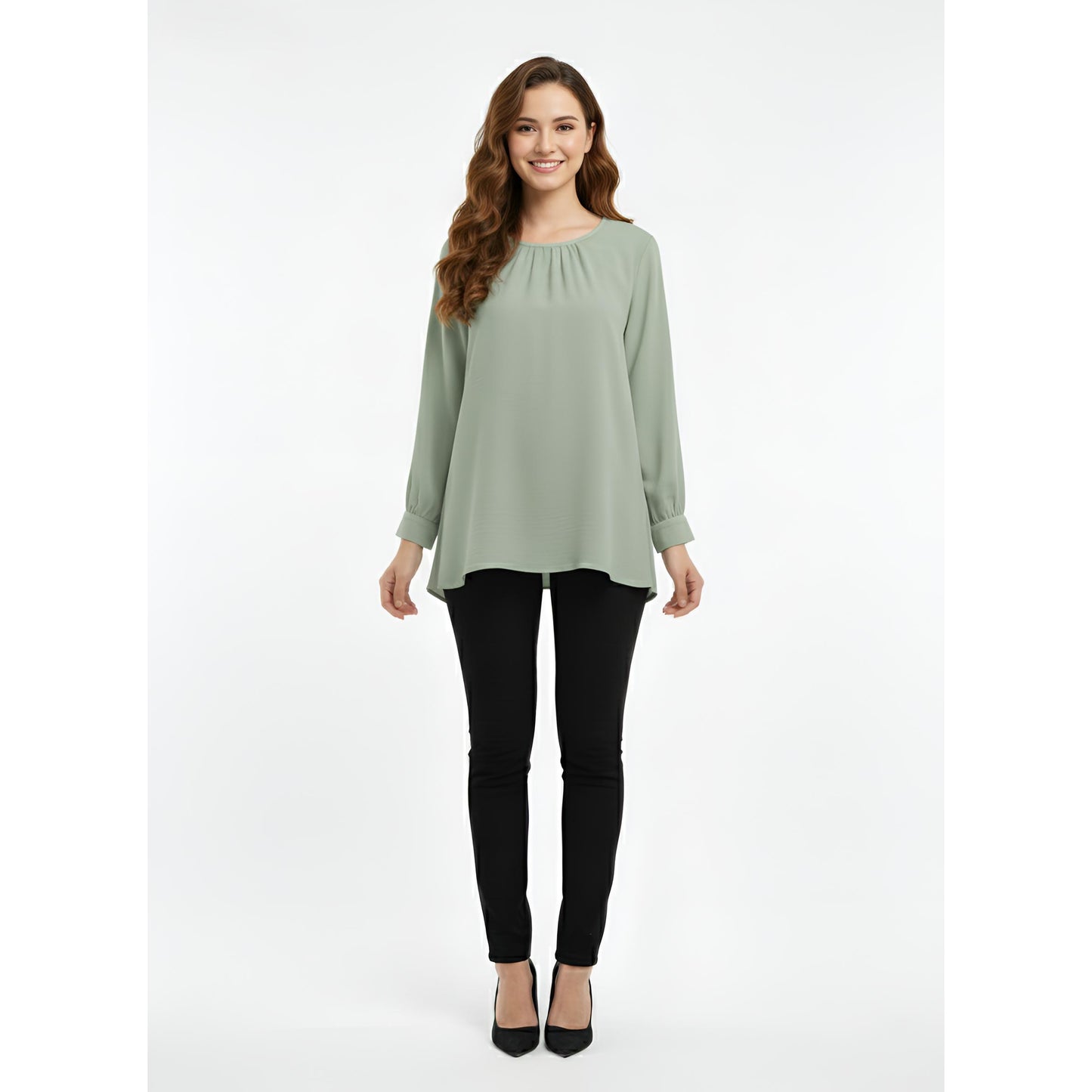 Victoria Blouse Casual Outfit Wanita Elegant Office & Casual Wear (Mint Green)