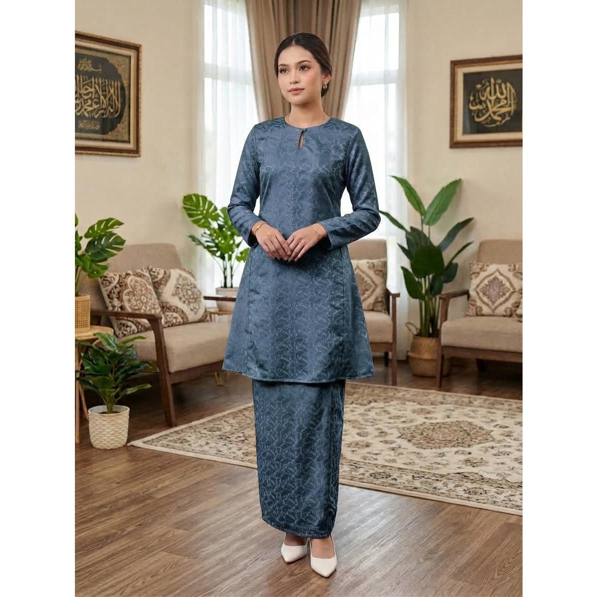 QIRANA Kurung Pahang Pesak Gantung - Vellore Brocade Premium - Office Wear - Fashin Wanita Muslimah