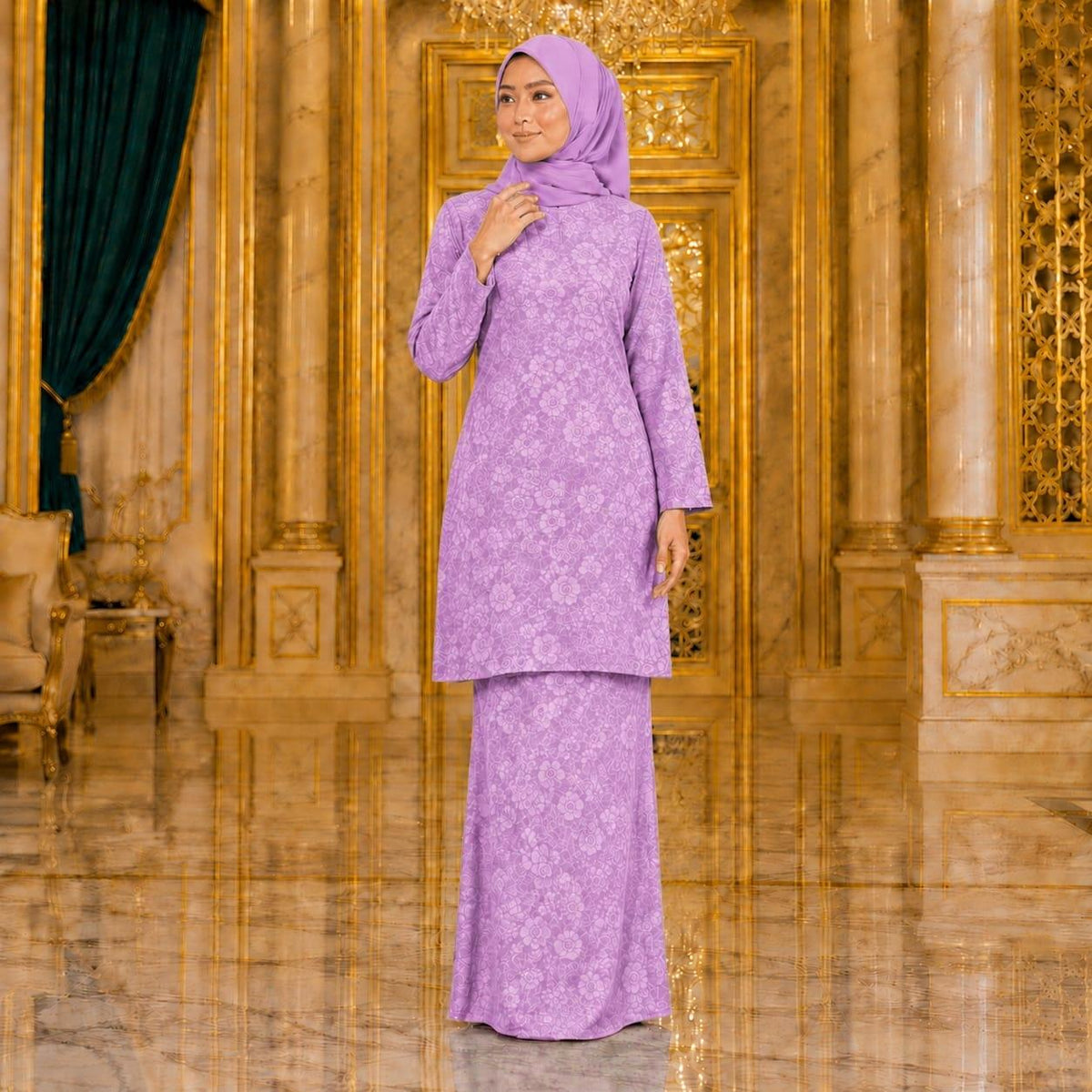 Suria Rose Kurung Moden - Velore Brocade Satin - Set Pakaian Fashion Wanita Muslimah