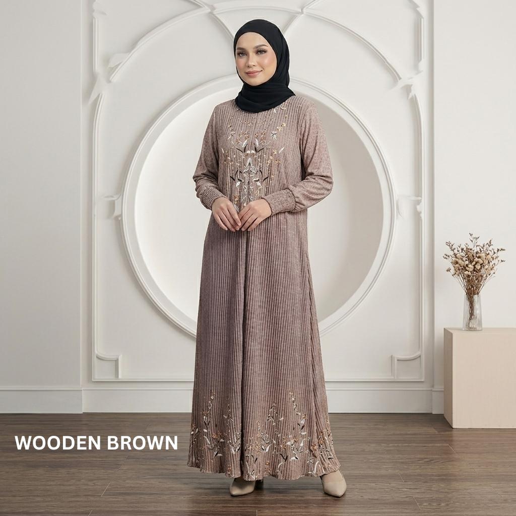 SORAYA Jubah Satin Jackquard Pleated Plus Size New Arrival Fashion Wanita Muslimah