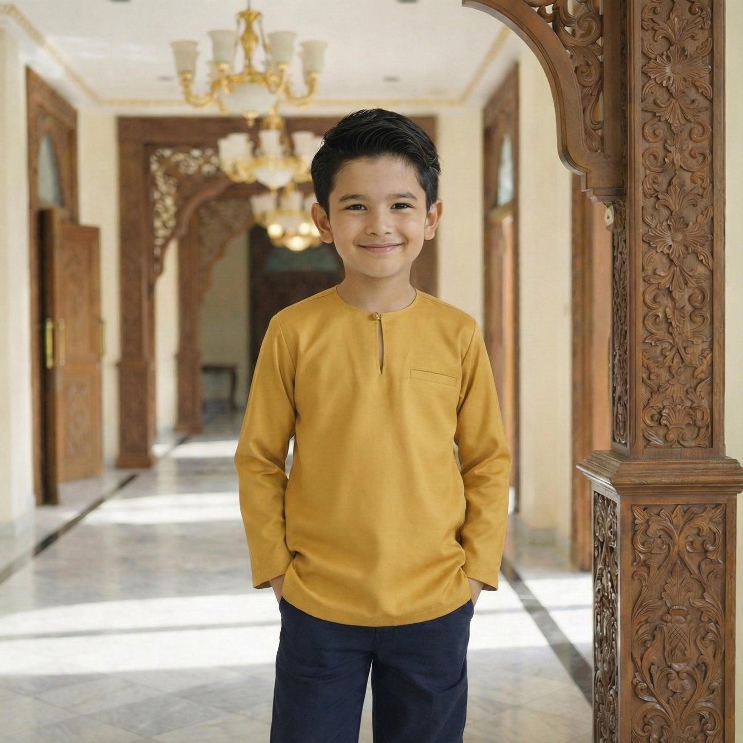 Kurta Kids Long Sleeve Osaka Cotton 2-12 Years (Yellow Gold)