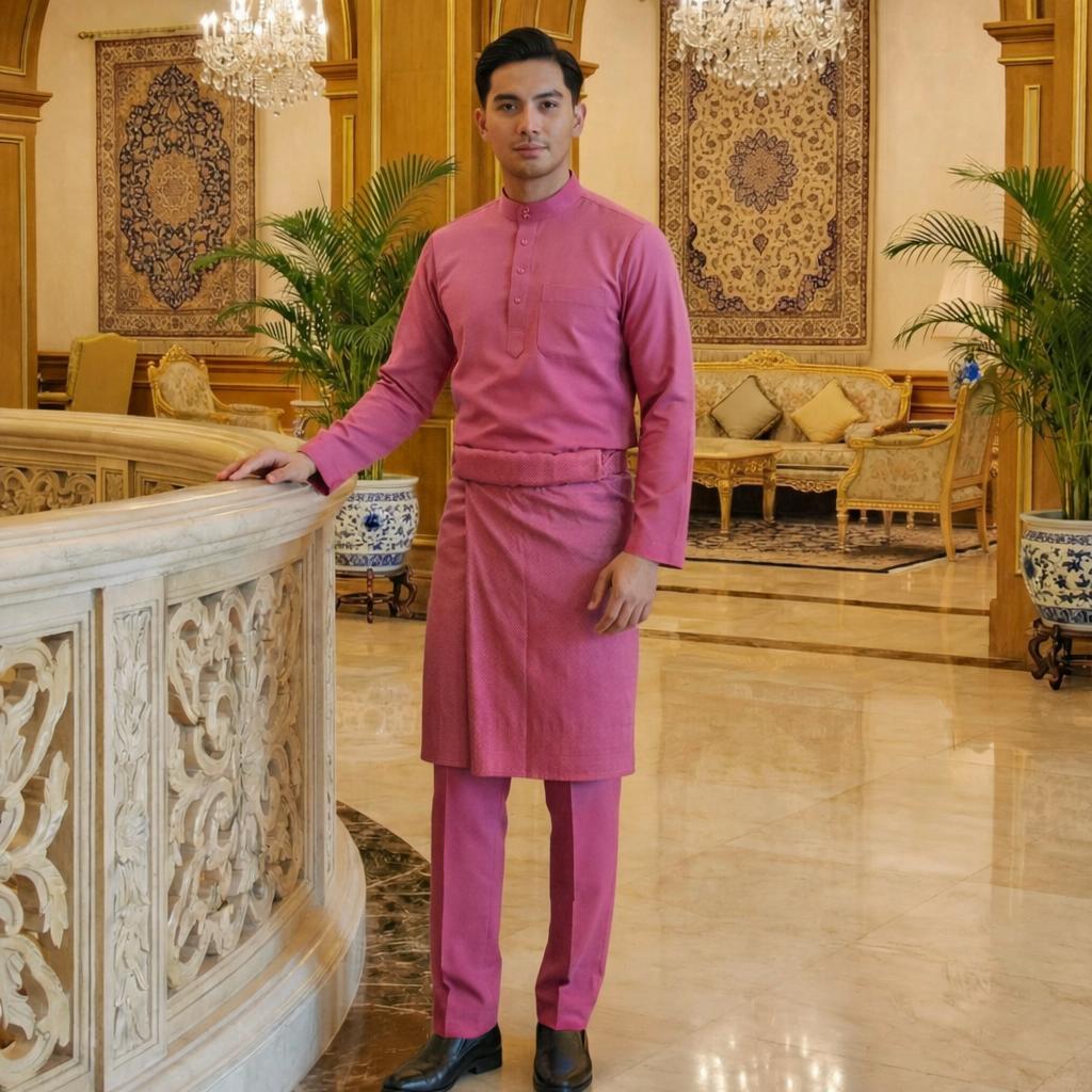 Baju Melayu Adult Pearl Skin - Top One Side Zip (Pink)