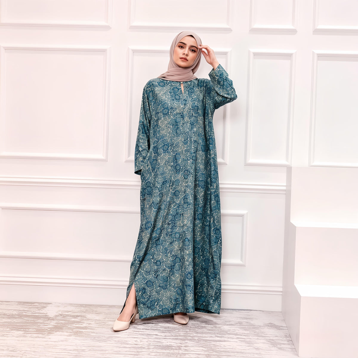 Serena Jubah 3D - TEAL BLUE