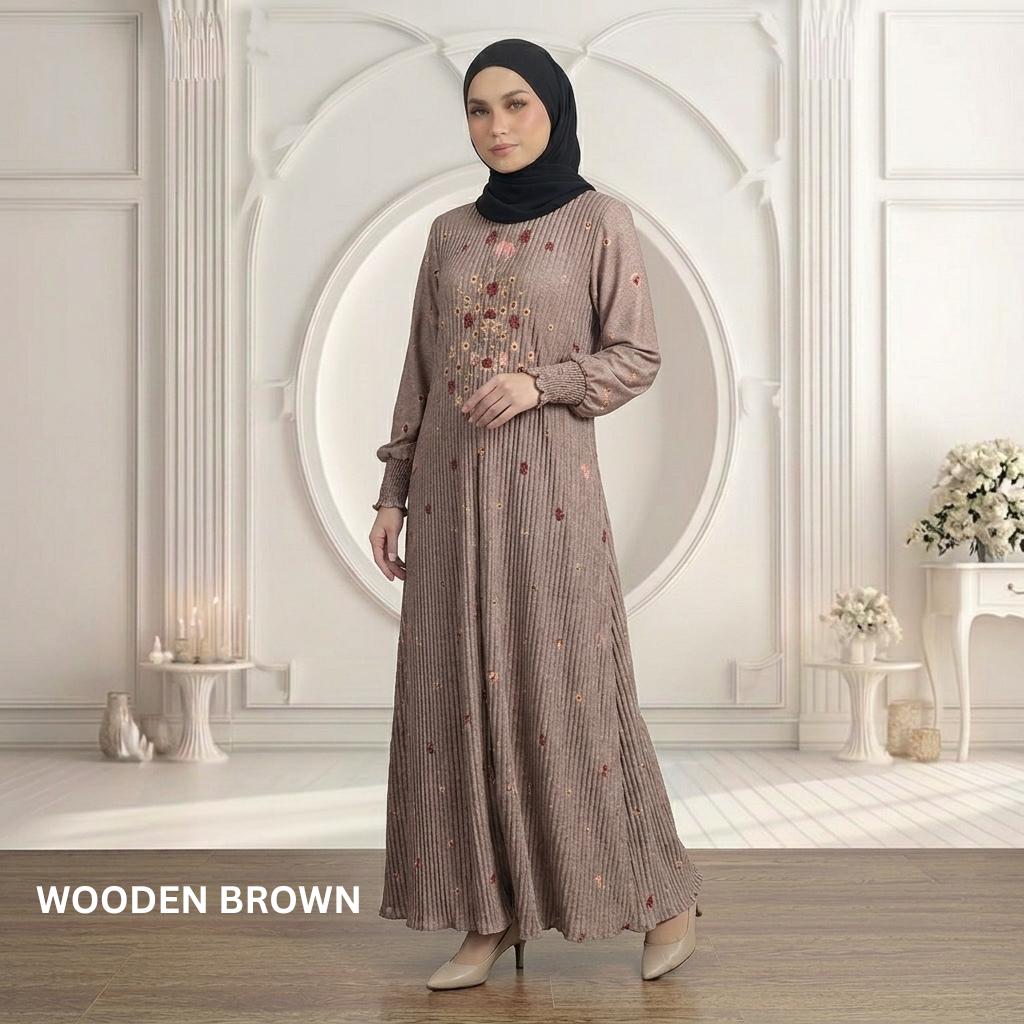 SORAYA Jubah Satin Jackquard Pleated Plus Size New Arrival Fashion Wanita Muslimah