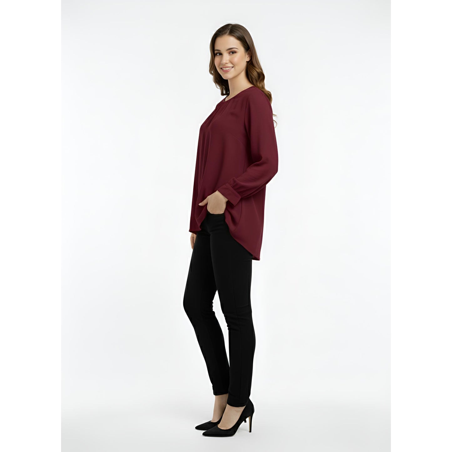 Victoria Blouse Casual Outfit Wanita Elegant Office & Casual Wear (Mocha)