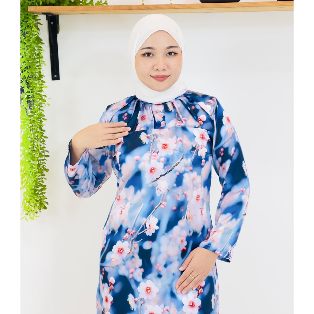 Set Baju Kurung Moden Kolar Kain Kipas Mango 20D Raya 2025 Fashion Wanita Muslimah 1