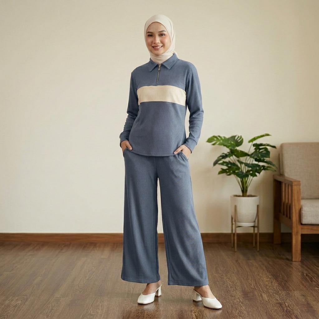 NEXUS Set Seluar Unisex 2 Piece Casual Set - Cotton Ribbed Corduroy Stretchable - Sports Set - Casual Wear