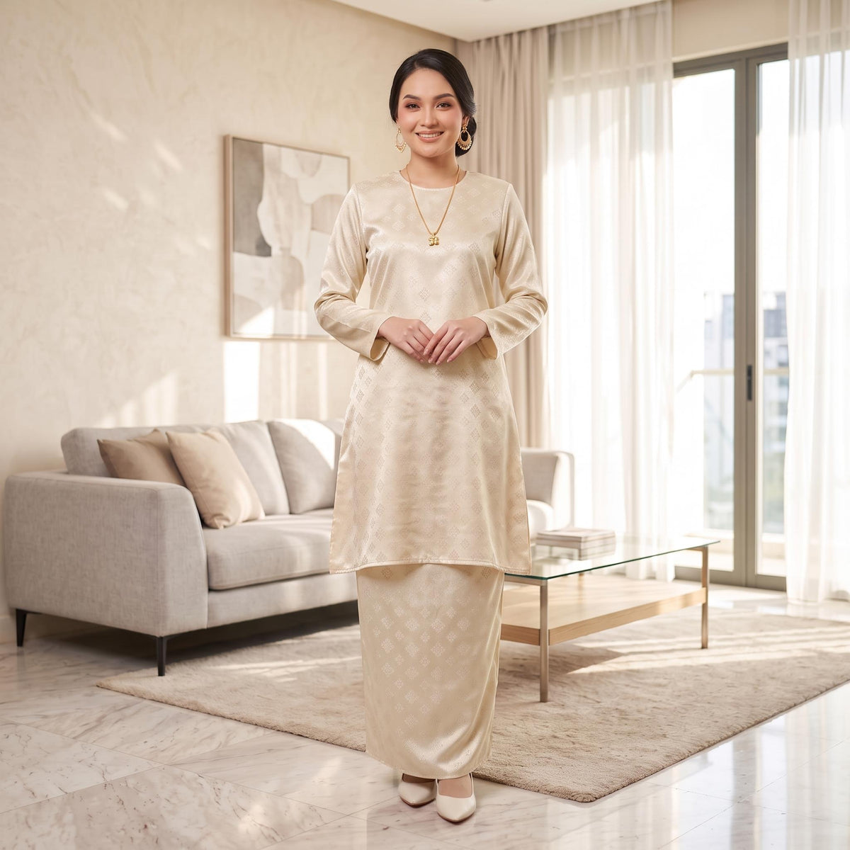 ATELIA Kurung riau Corak Songket - Sutera Vietnam Premium - Modest Fashion Plus size - Casual Wear - Office Wear