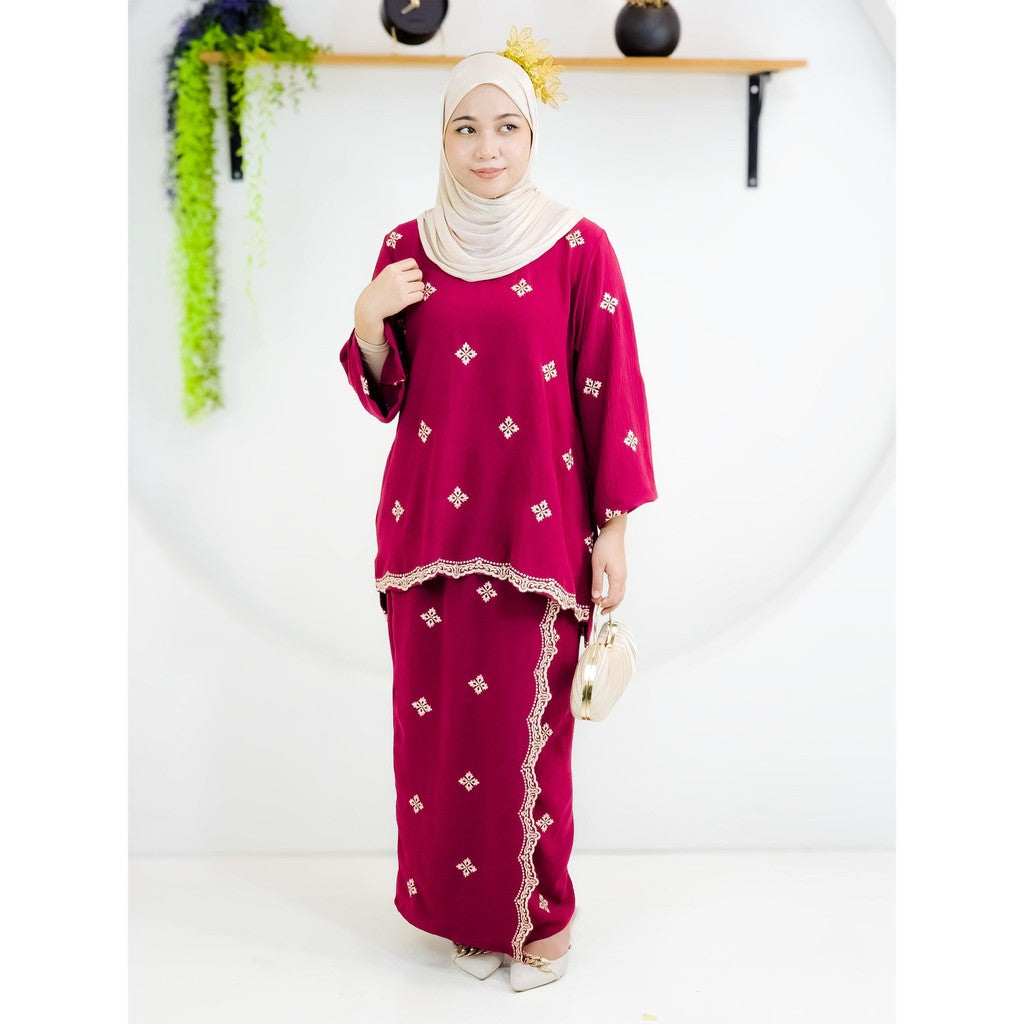 Set Baju Kurung Kedah Sulam Fashion Wanita Muslimah