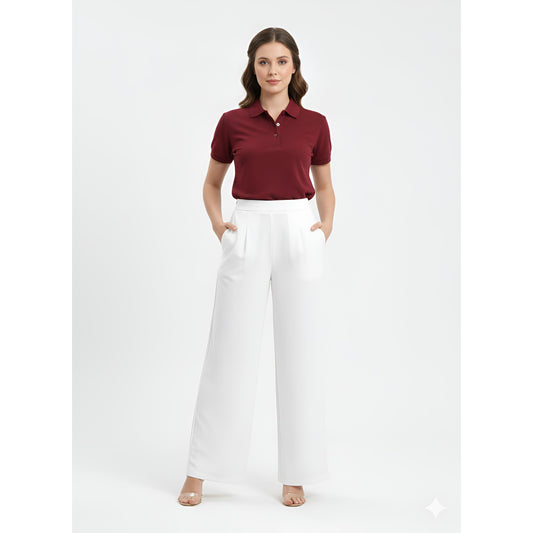 Palazo Wide Leg Pants Peacock Premium (White)
