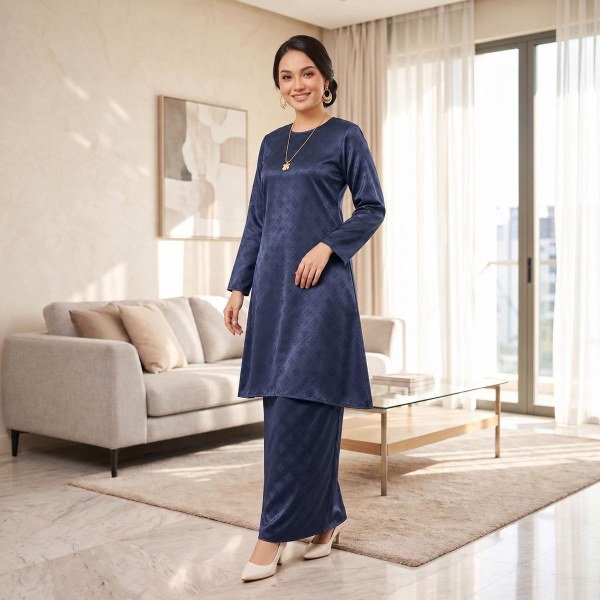 ATELIA Kurung riau Corak Songket - Sutera Vietnam Premium - Modest Fashion Plus size - Casual Wear - Office Wear