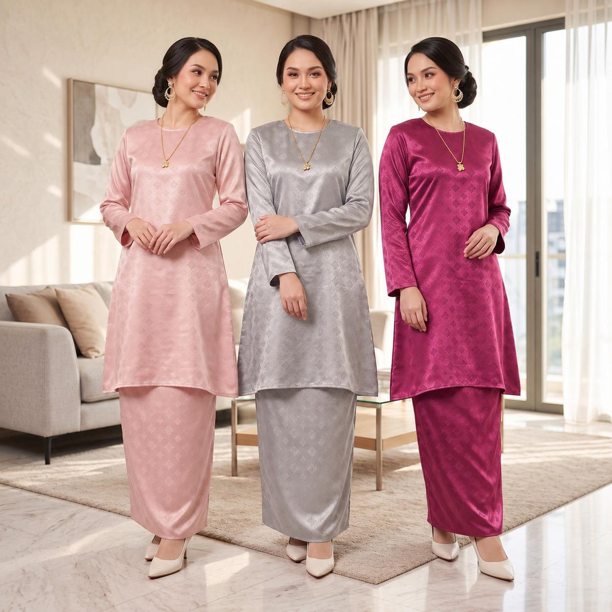 ATELIA Kurung riau Corak Songket - Sutera Vietnam Premium - Modest Fashion Plus size - Casual Wear - Office Wear