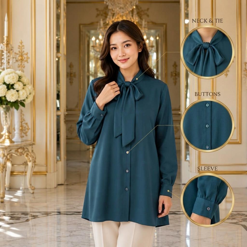 ADRIANA Blouse Mango Silk - Women Office Blouse - Long Sleeve Women Blouse - Premium Work Blouse