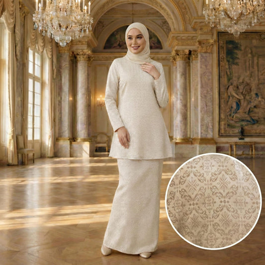 Amara Dolly Princess Satin Songket Embossed (OFF White)