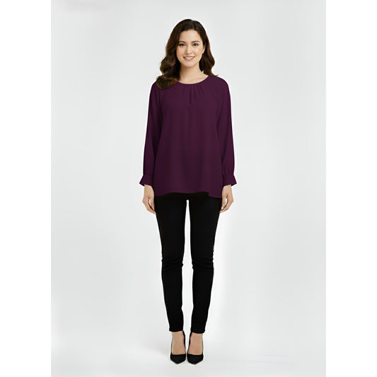 Victoria Blouse Casual Outfit Wanita Elegant Office & Casual Wear (Mangosteen)