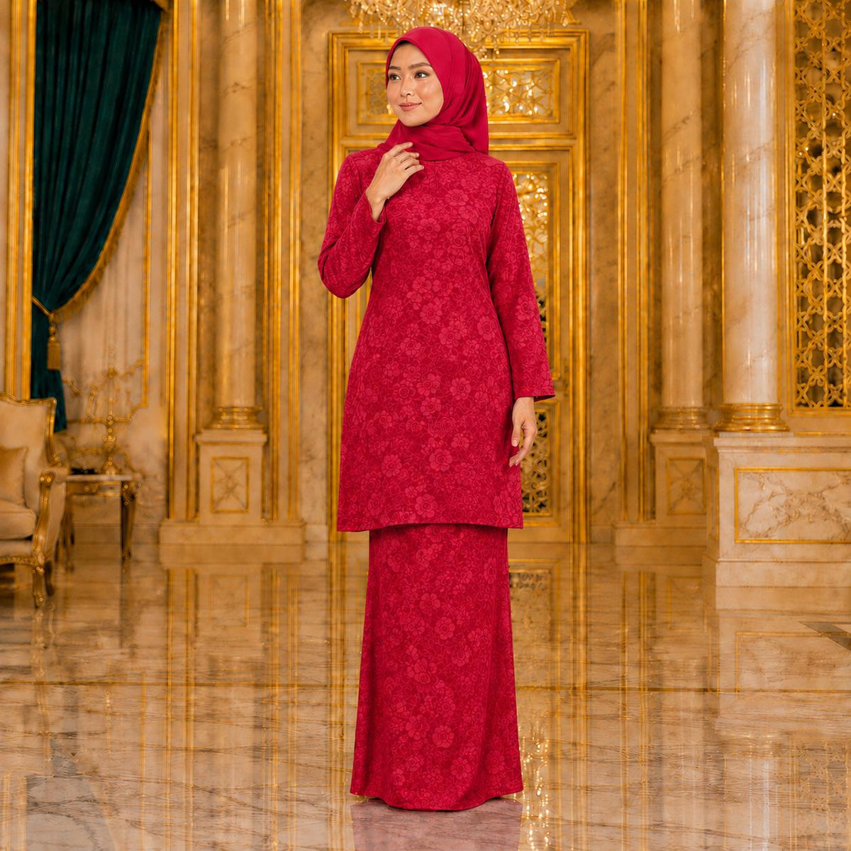 Suria Rose Kurung Moden - Velore Brocade Satin - Set Pakaian Fashion Wanita Muslimah