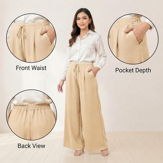 LUNA Palazo Wanita Wide Leg – Nude