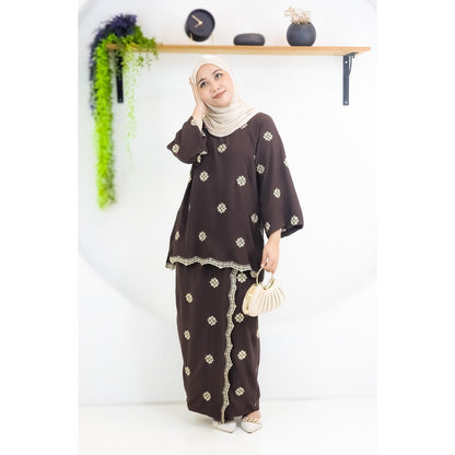 Set Baju Kurung Kedah Sulam Fashion Wanita Muslimah
