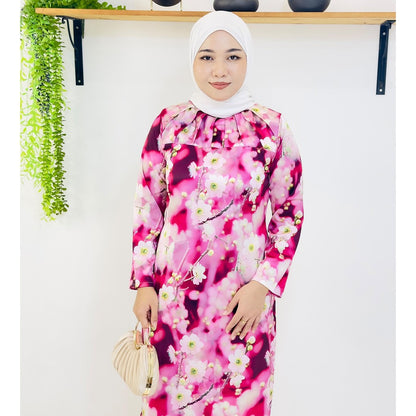 Set Baju Kurung Moden Kolar Kain Kipas Mango 20D Raya 2025 Fashion Wanita Muslimah 1