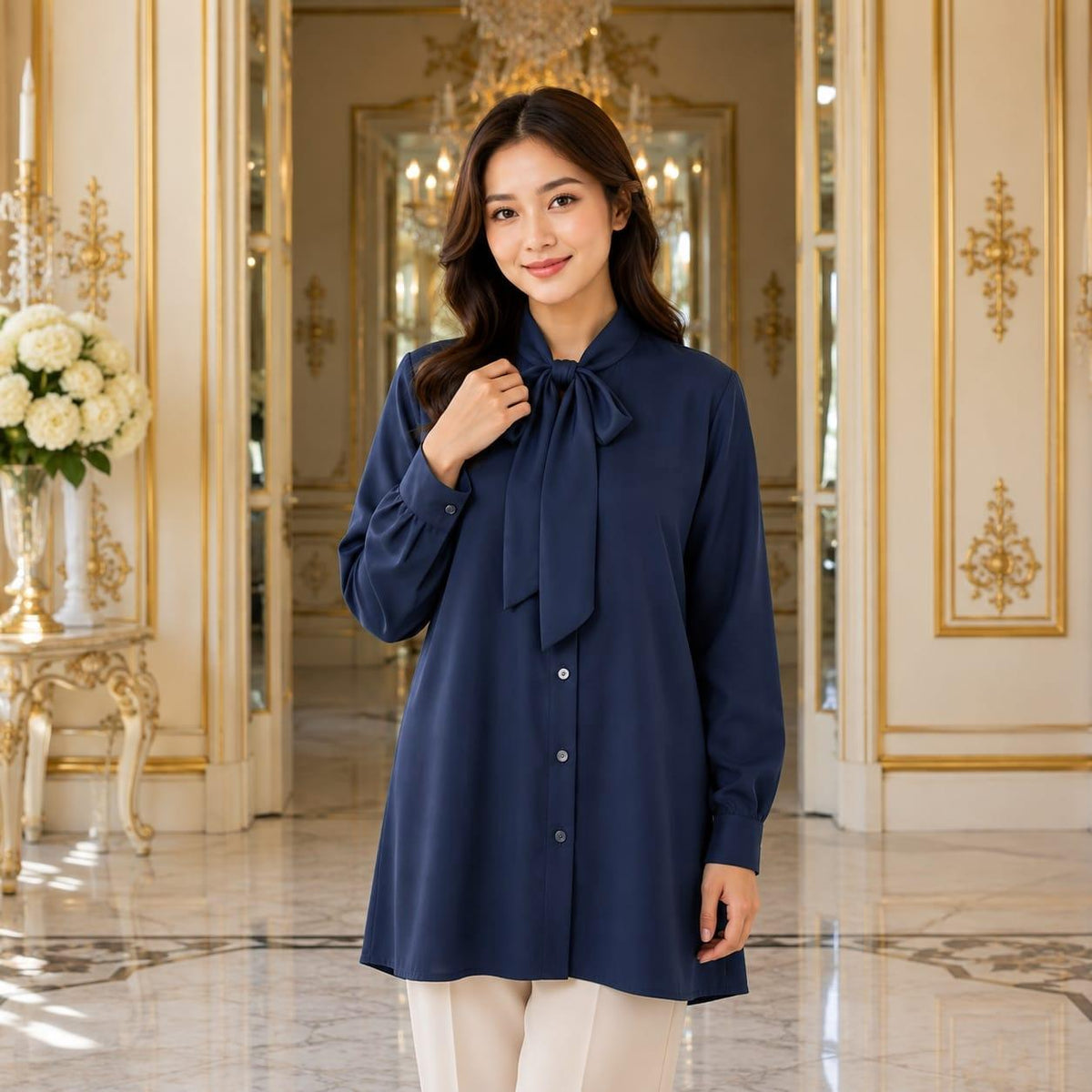 ADRIANA Blouse Mango Silk - Women Office Blouse - Long Sleeve Women Blouse - Premium Work Blouse