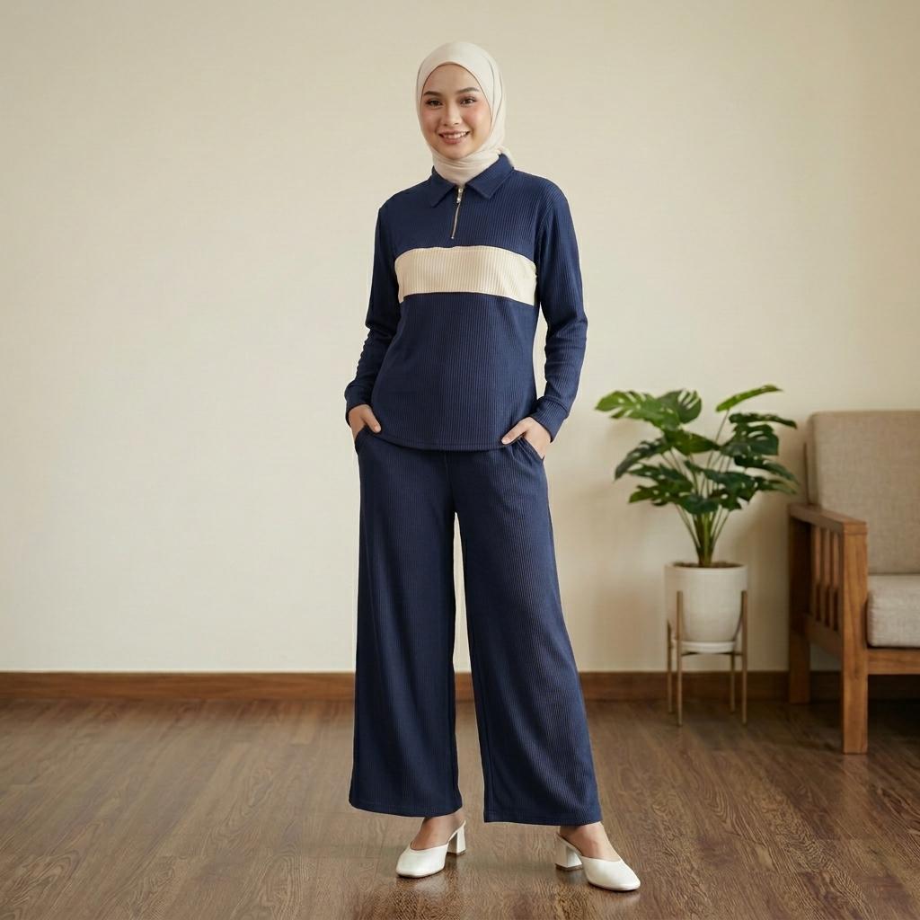NEXUS Set Seluar Unisex 2 Piece Casual Set - Cotton Ribbed Corduroy Stretchable - Sports Set - Casual Wear