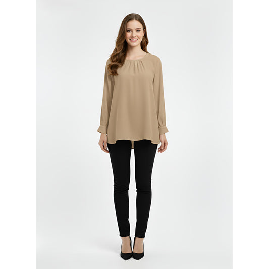 Victoria Blouse Casual Outfit Wanita Elegant Office & Casual Wear (Nude)