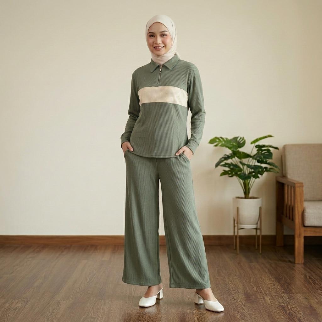 NEXUS Set Seluar Unisex 2 Piece Casual Set - Cotton Ribbed Corduroy Stretchable - Sports Set - Casual Wear
