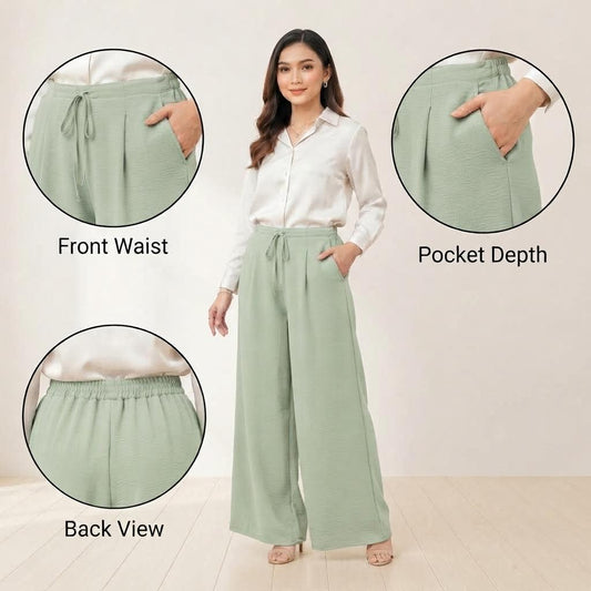 LUNA Palazo Wanita Wide Leg – Mint Green