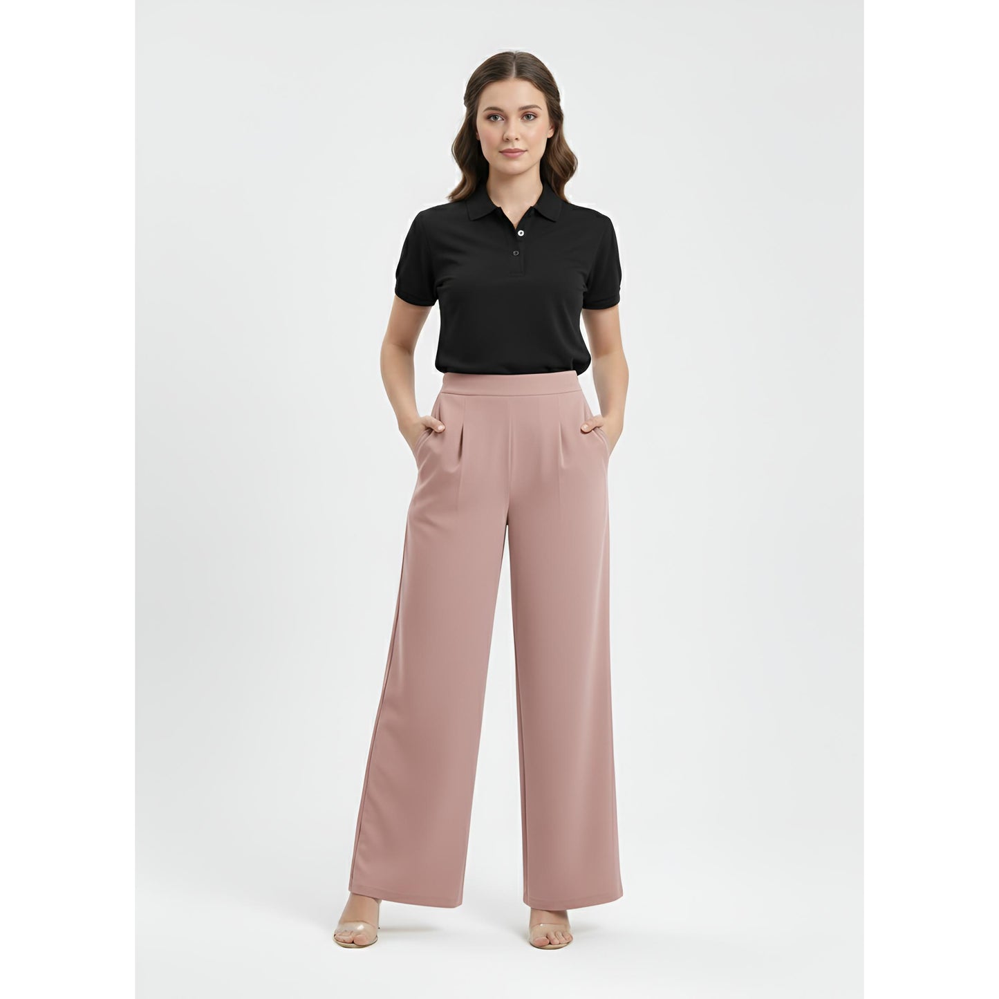 Palazo Wide Leg Pants Peacock Premium (Flamingo)
