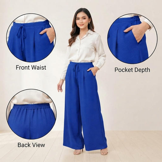LUNA Palazo Wanita Wide Leg – Royal Blue