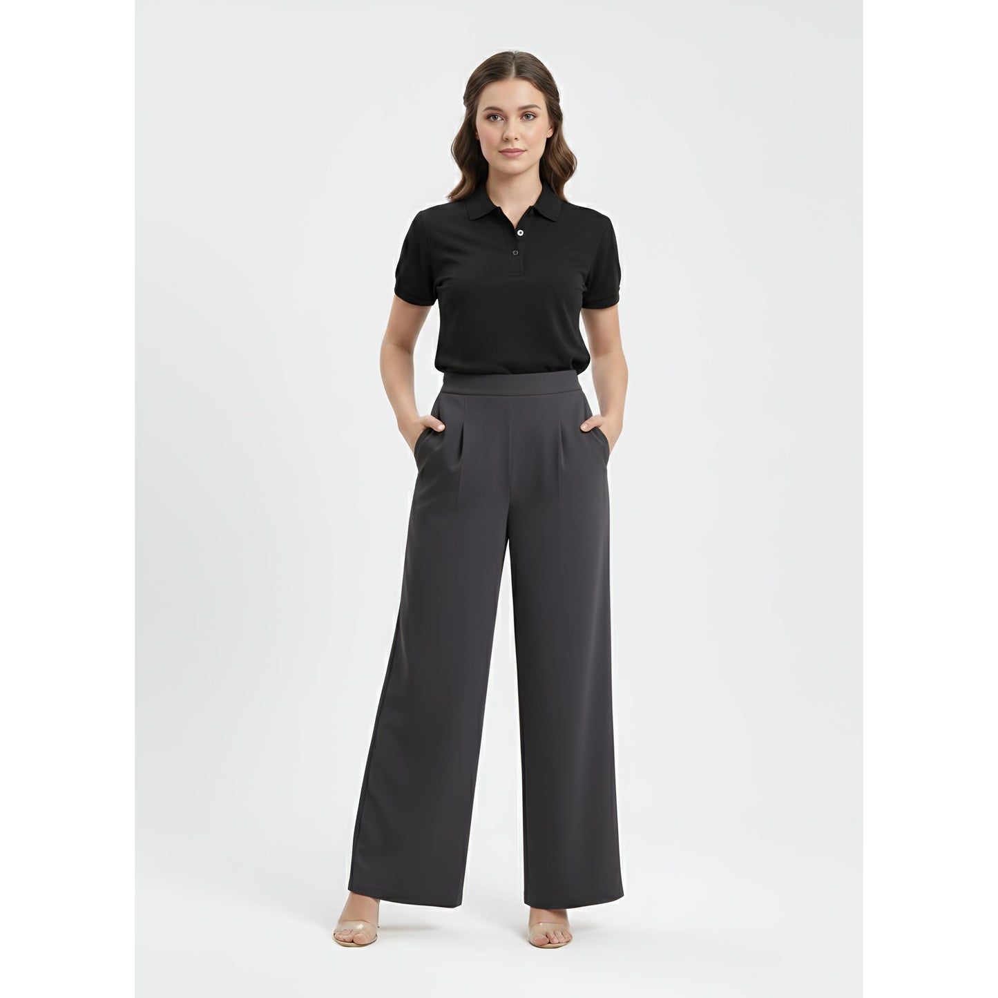 Palazo Wide Leg Pants Peacock Premium (Grey)