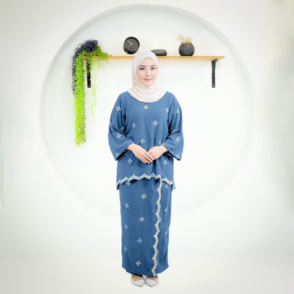Set Baju Kurung Kedah Sulam Fashion Wanita Muslimah