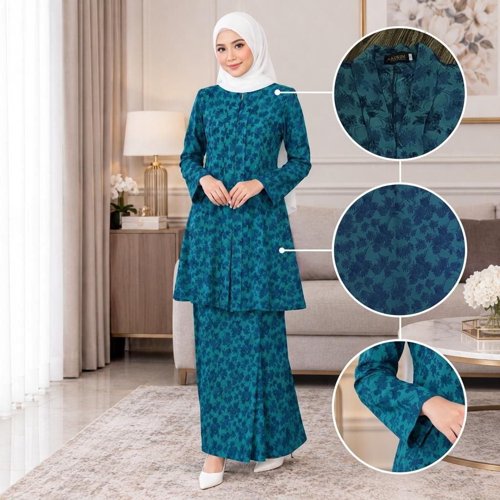 SERI MELATI Kurung Kebarung Kebaya Moden - Vellore Satin Premium - Office Wear - Casual Wear - Fashion Wanita Muslimah