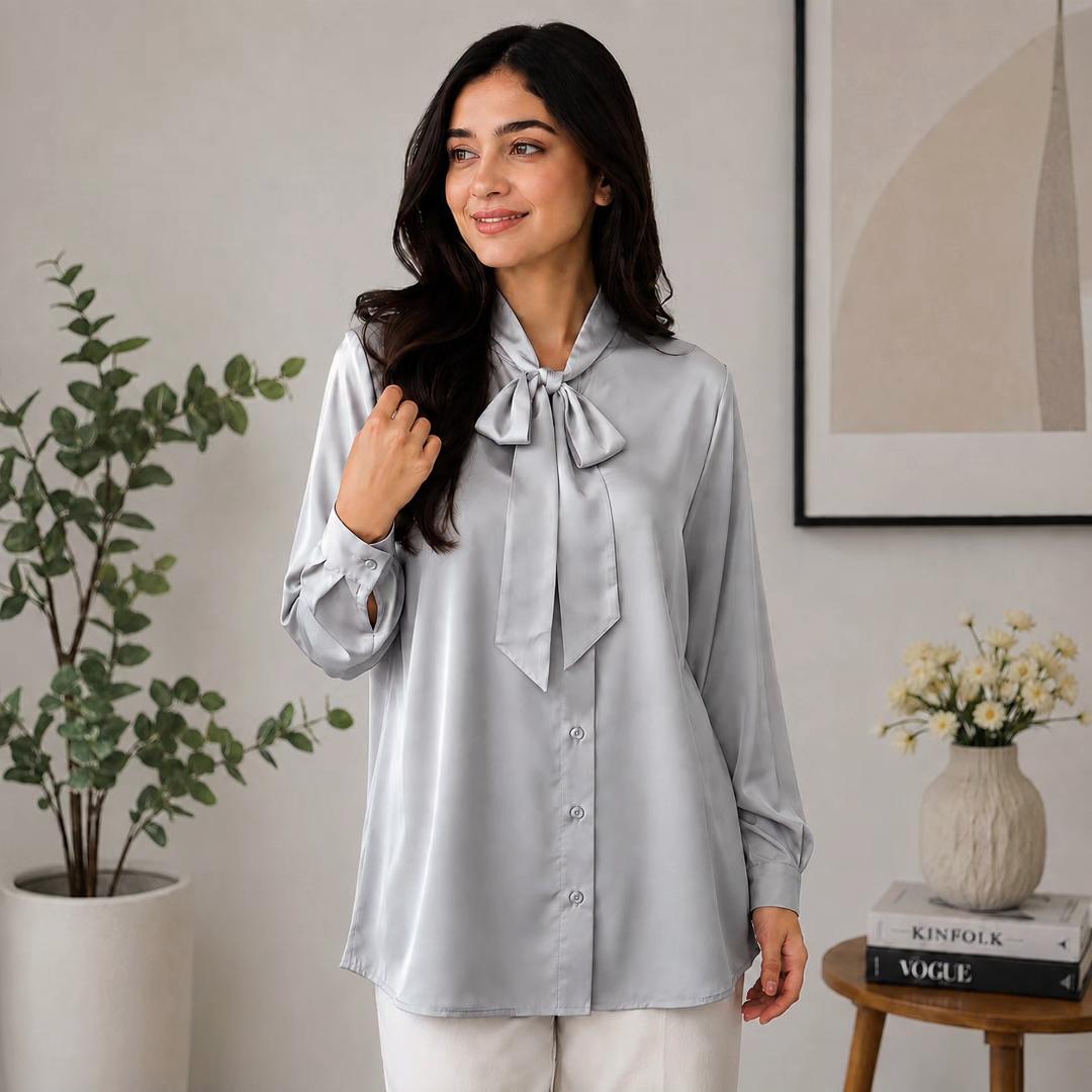 ADRIANA Blouse Mango Silk - Women Office Blouse - Long Sleeve Women Blouse - Premium Work Blouse