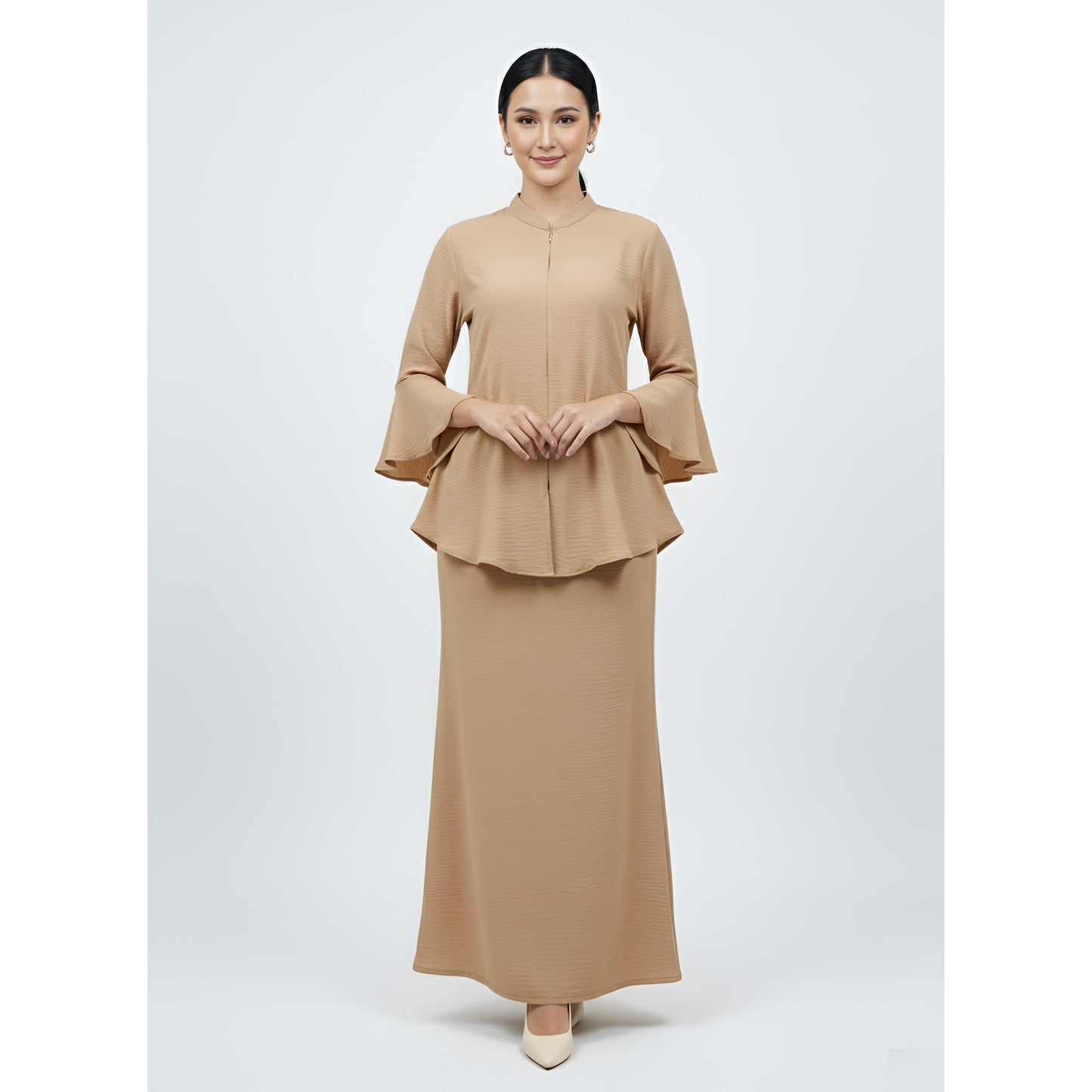 Kebaya Tunic Kolar Nude, Baju Kebaya Casual dan Elegant