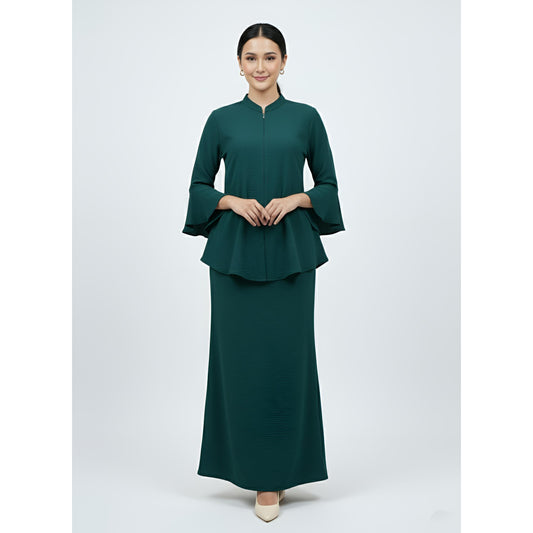 Kebaya Tunic Kolar Emerald Green, Baju Kebaya Casual dan Elegant