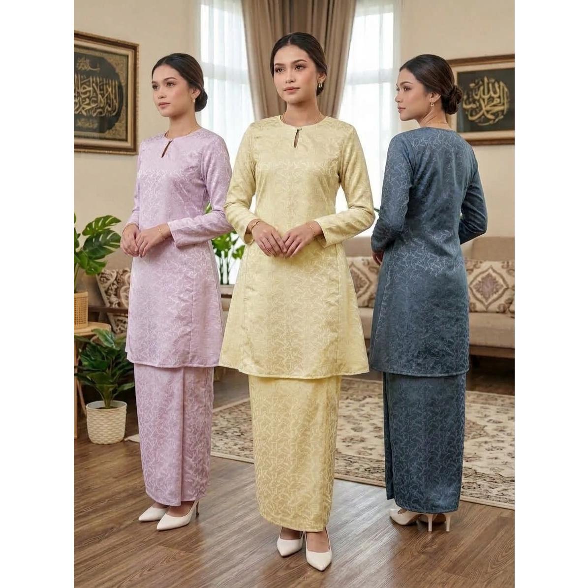 QIRANA Kurung Pahang Pesak Gantung - Vellore Brocade Premium - Office Wear - Fashin Wanita Muslimah
