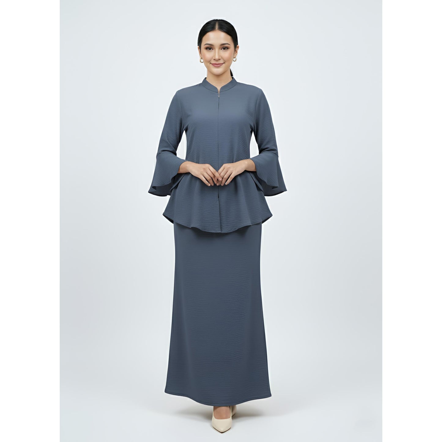 Kebaya Tunic Kolar Grey, Baju Kebaya Casual dan Elegant