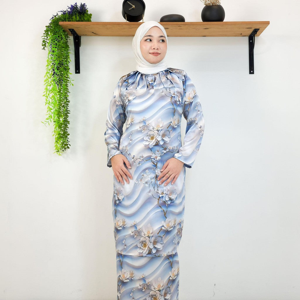 Set Baju Kurung Moden Kolar Kain Kipas Mango 20D Viral Raya 2025 Fashion Wanita Muslimah 2