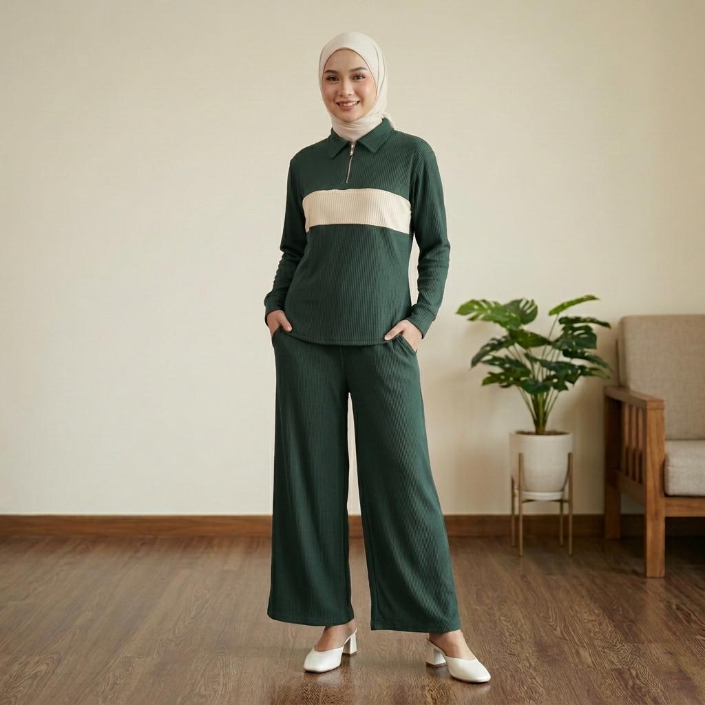 NEXUS Set Seluar Unisex 2 Piece Casual Set - Cotton Ribbed Corduroy Stretchable - Sports Set - Casual Wear