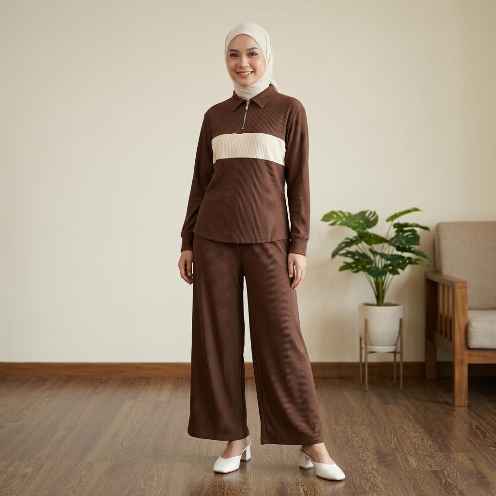 NEXUS Set Seluar Unisex 2 Piece Casual Set - Cotton Ribbed Corduroy Stretchable - Sports Set - Casual Wear