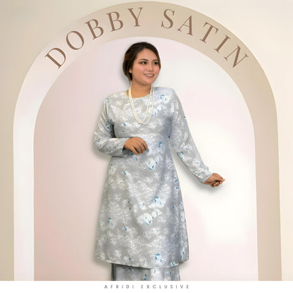 Set Baju Kurung Riau Dobby Satin Printed Eksklusif B3