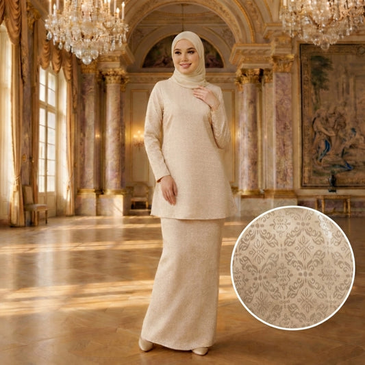 Amara Dolly Princess Satin Songket Embossed (Champagne)